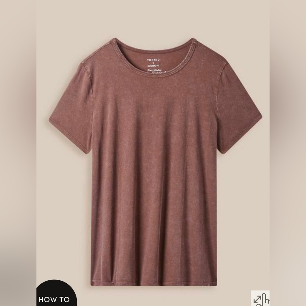 Torrid Deep Mahogany StoneWash Cotton Crewneck Tee